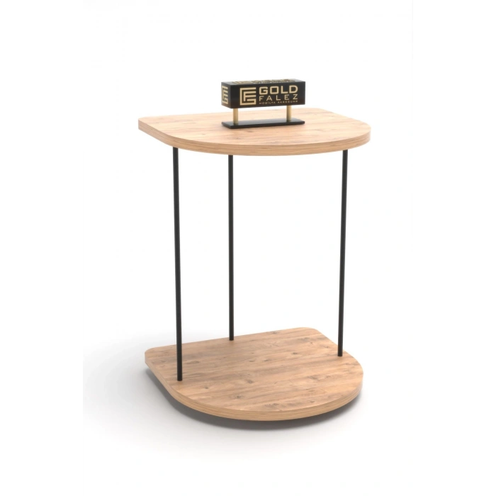 Yan Sehpa Tekerlekli Servis Sehpası HND Oval Atlantik Çam