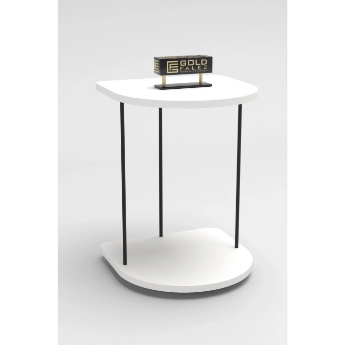 Yan Sehpa Tekerlekli Servis Sehpası HND Oval Beyaz