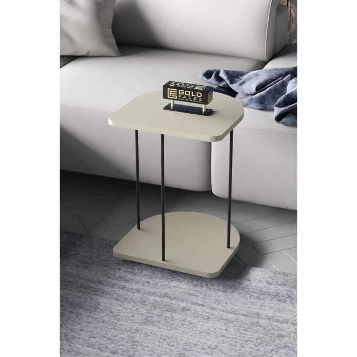 Yan Sehpa Tekerlekli Servis Sehpası Hnd Oval Krem