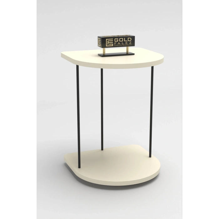 Yan Sehpa Tekerlekli Servis Sehpası Hnd Oval Krem