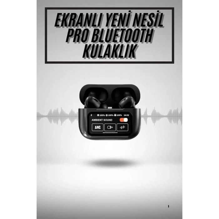 Yeni Nesil ANC Özellikli Çağrı Cevaplayan Dokunmatik Ekranlı Bluetooth Kulaklık Siyah