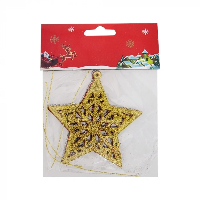 Yılbaşı Ağaç Süsü Simli 3lü Yıldız Figürü