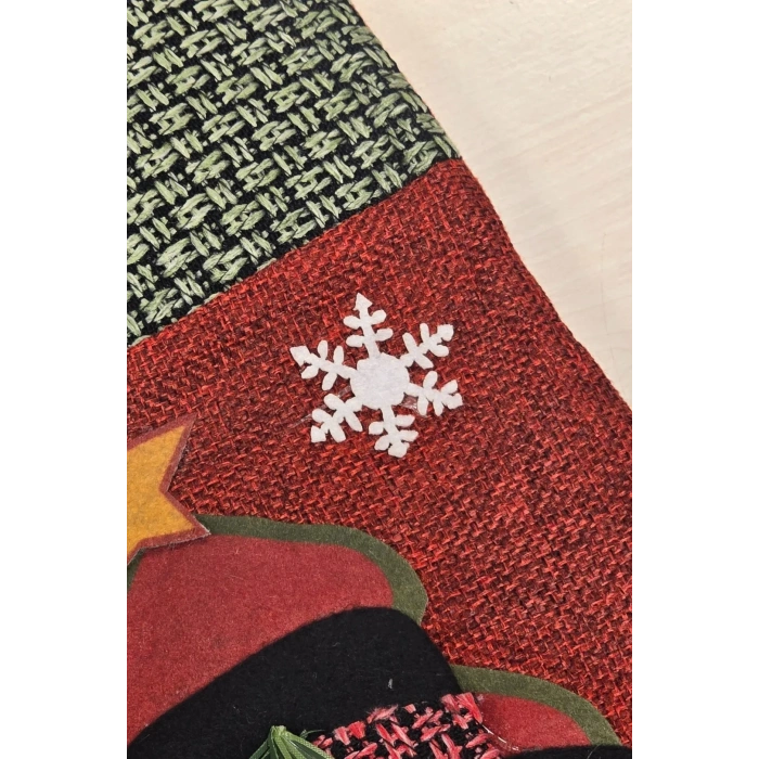 Yılbaşı Dekoratif Çorap 3D Kırmızı Kareli Kardan Adam 35 cm