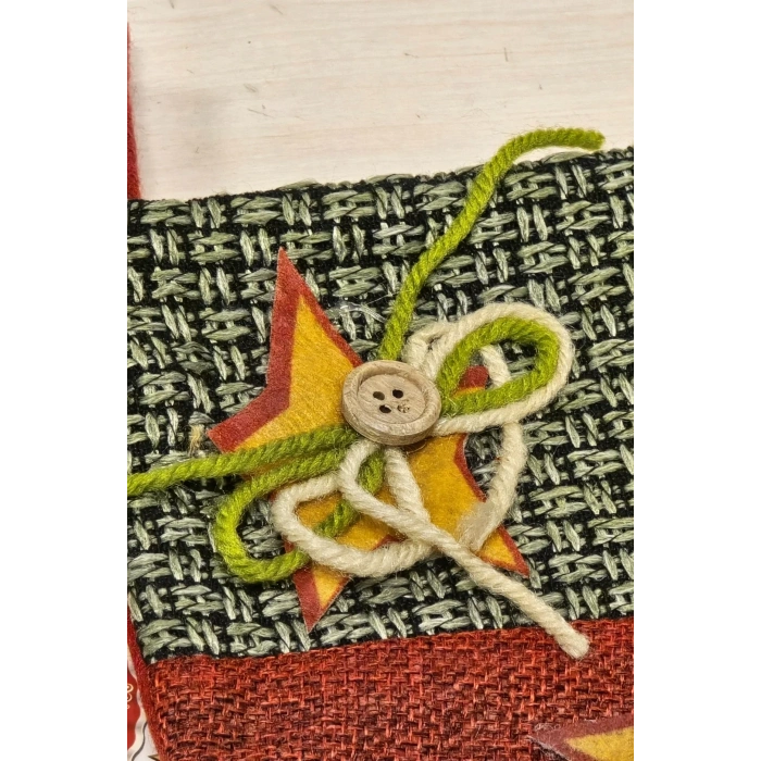 Yılbaşı Dekoratif Çorap 3D Kırmızı Kareli Kardan Adam 35 cm