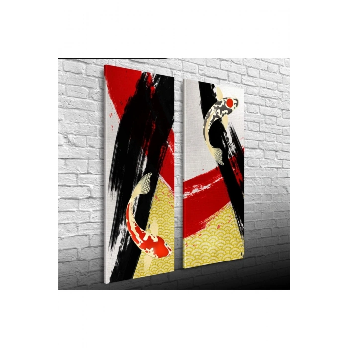 Ying Yang Iki Parça Canvas Tablo (30x70)