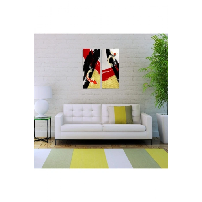 Ying Yang Iki Parça Canvas Tablo (30x70)