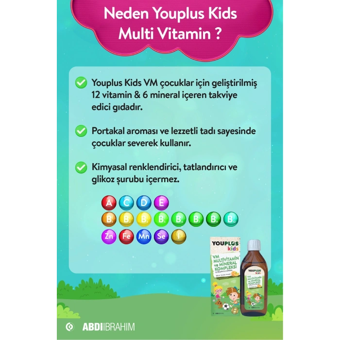 Youplus Kids VM Multivitamin ve Mineral Kompleksi 150 ml