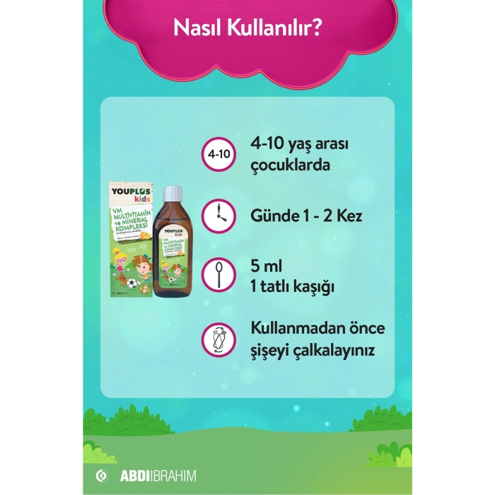 Youplus Kids VM Multivitamin ve Mineral Kompleksi 150 ml