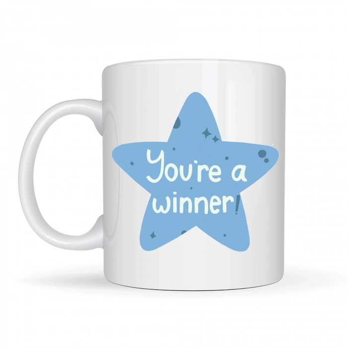 You’re a Winner SEN BAŞARDIN , KAZANANSIN Yazılı Porselen Kupa MODEL 153 – Motivasyon Temalı, Özel Tasarım Kahve & Çay Kupası