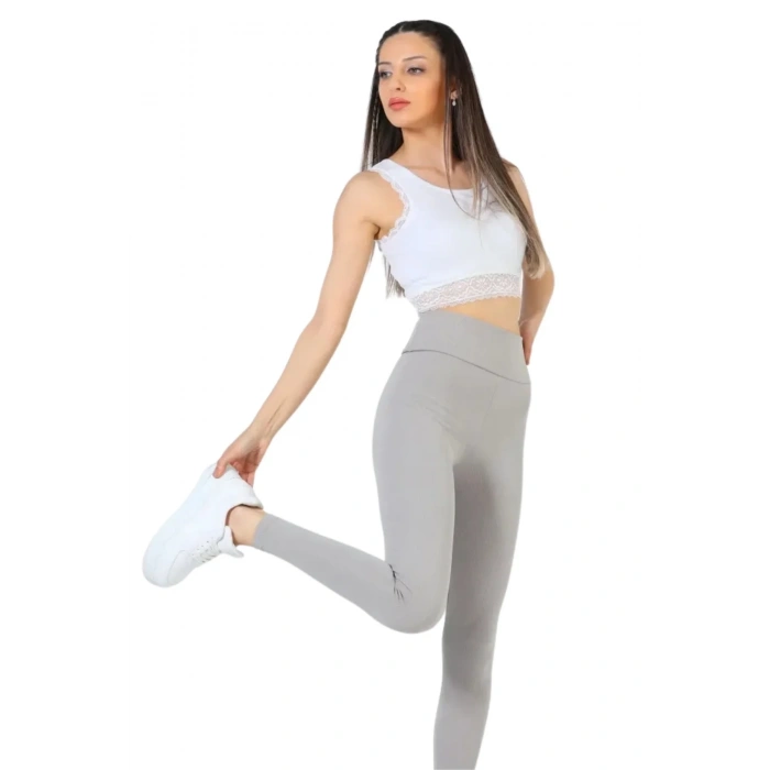 Yüksek Bel Fitilli Toparlayıcılı Lacivert Tayt