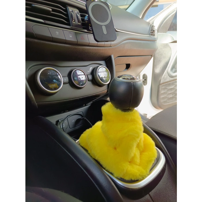Yumuşak Peluş Vites Körüğü Vites Süsü Sarı
