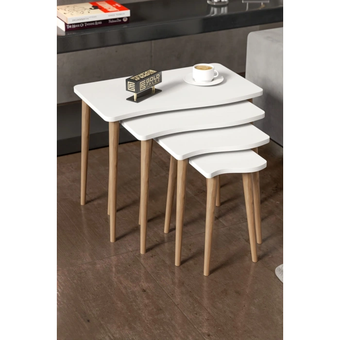 Zigon Sehpa Ahşap 4lü Beyaz KR