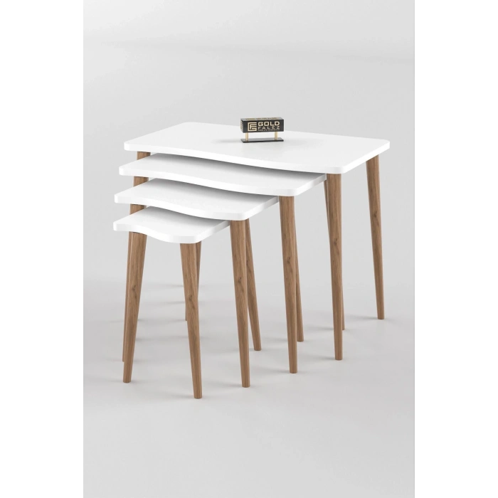 Zigon Sehpa Ahşap 4lü Beyaz KR