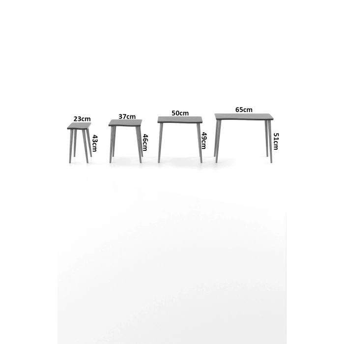 Zigon Sehpa Ahşap 4lü Beyaz KR