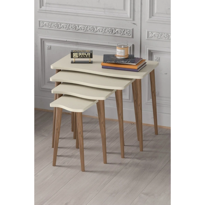 Zigon Sehpa Ahşap 4lü Krem KR