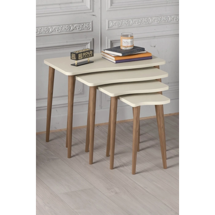 Zigon Sehpa Ahşap 4lü Krem KR