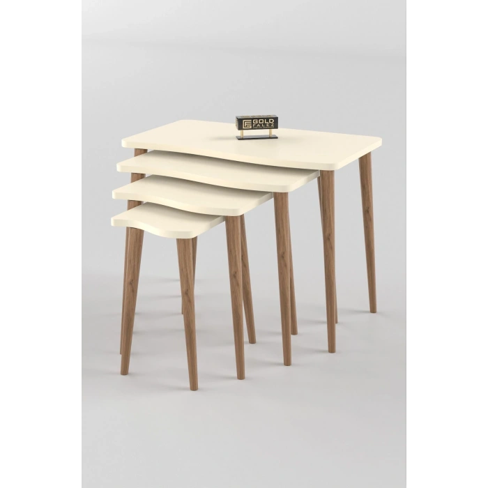 Zigon Sehpa Ahşap 4lü Krem KR