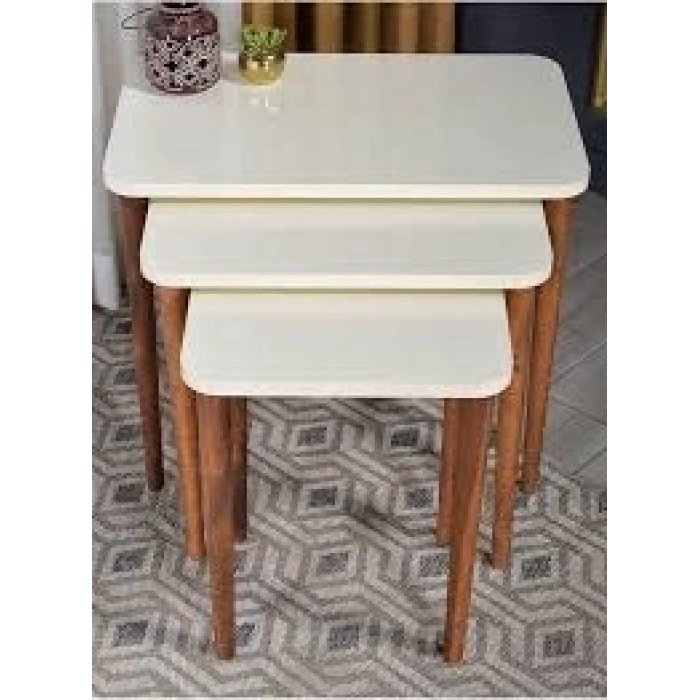 Zigon Sehpa Ahşap KR Torna Ayak Krem