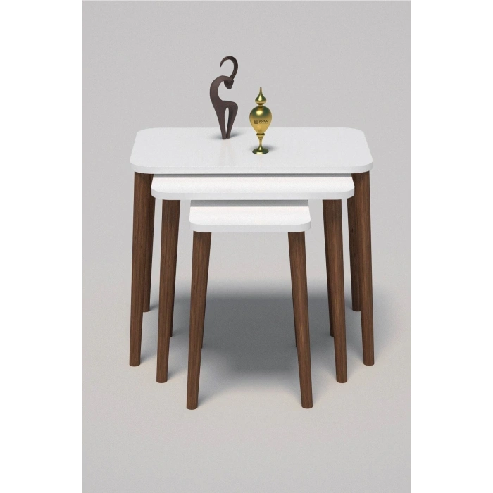 Zigon Sehpa Ahşap Torna Ayak Beyaz Kr