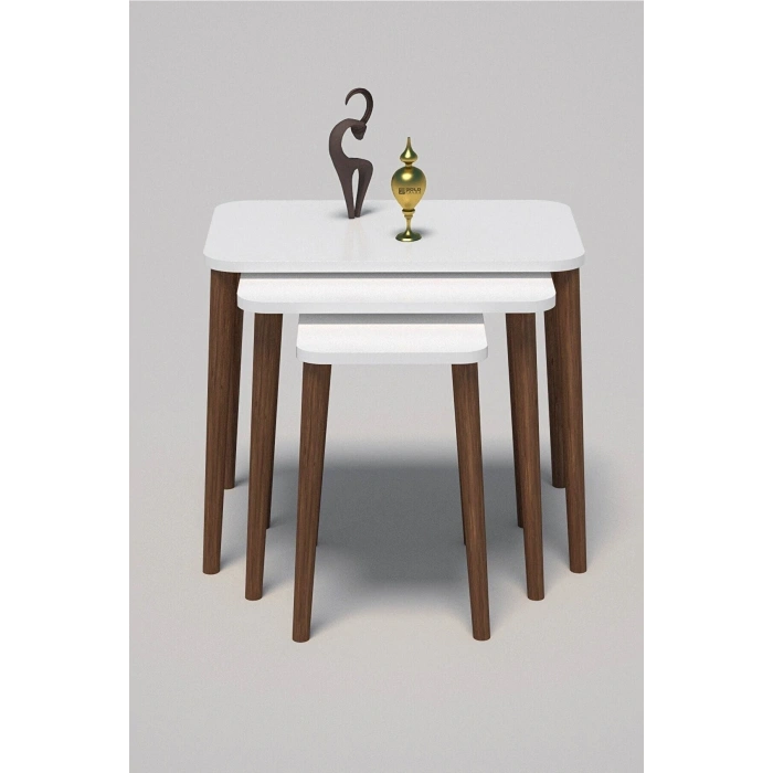 Zigon Sehpa Ahşap Torna Ayak Beyaz Kr 1000