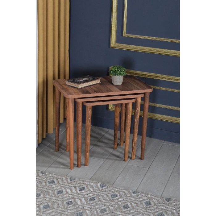 Zigon Sehpa Ahşap Torna Ayak Ceviz Kr 2067