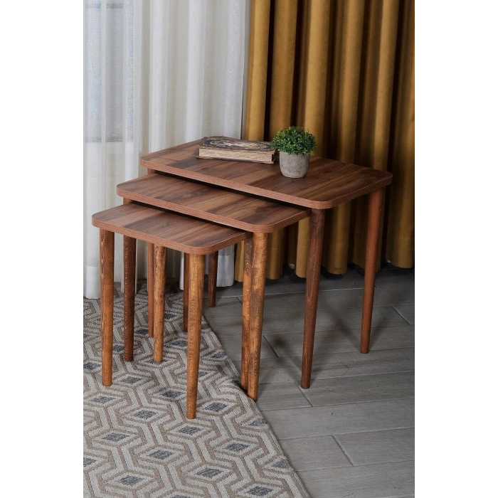 Zigon Sehpa Ahşap Torna Ayak Ceviz Kr 2067