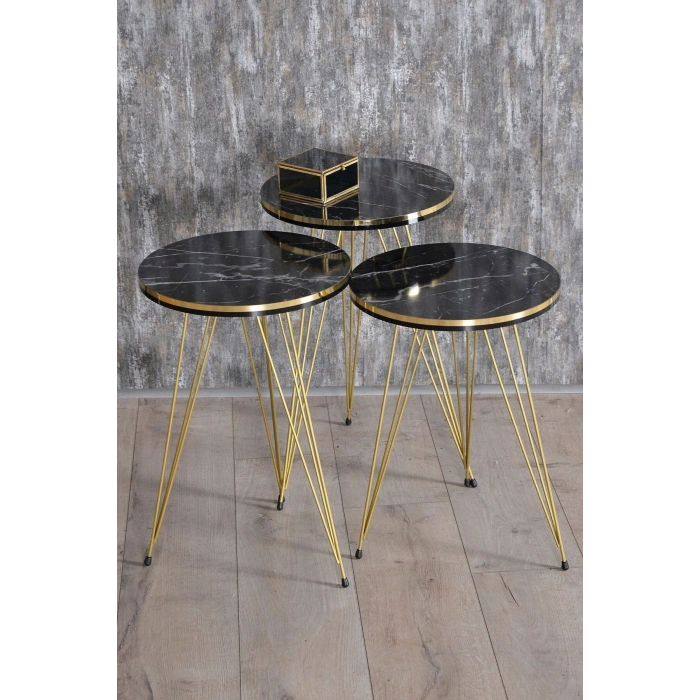 Zigon Sehpa Çift Gold Bendir Tel