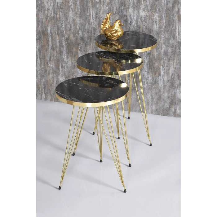 Zigon Sehpa Gold Bendir Tel Ayak