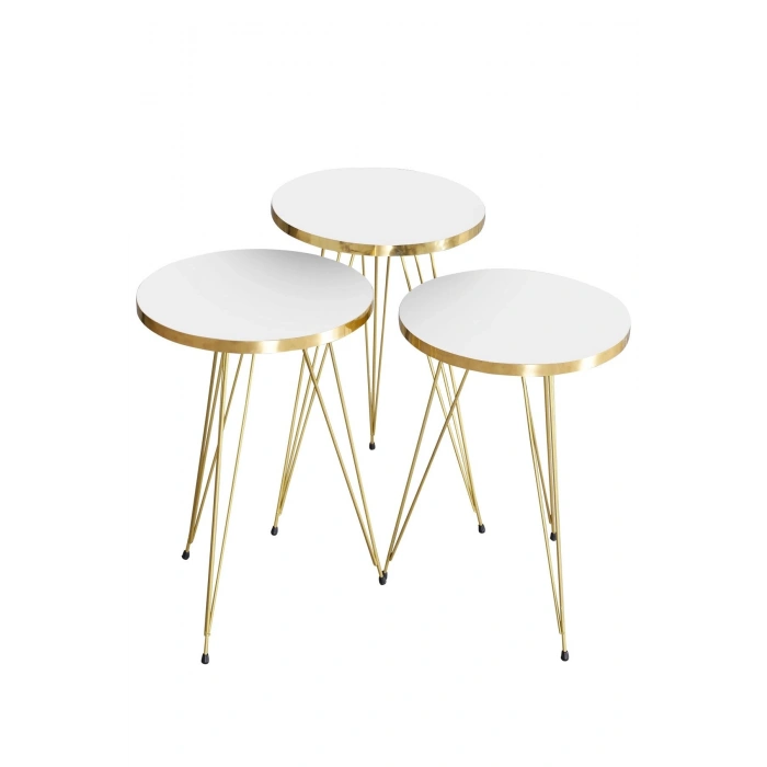 Zigon Sehpa Gold Beyaz Tel