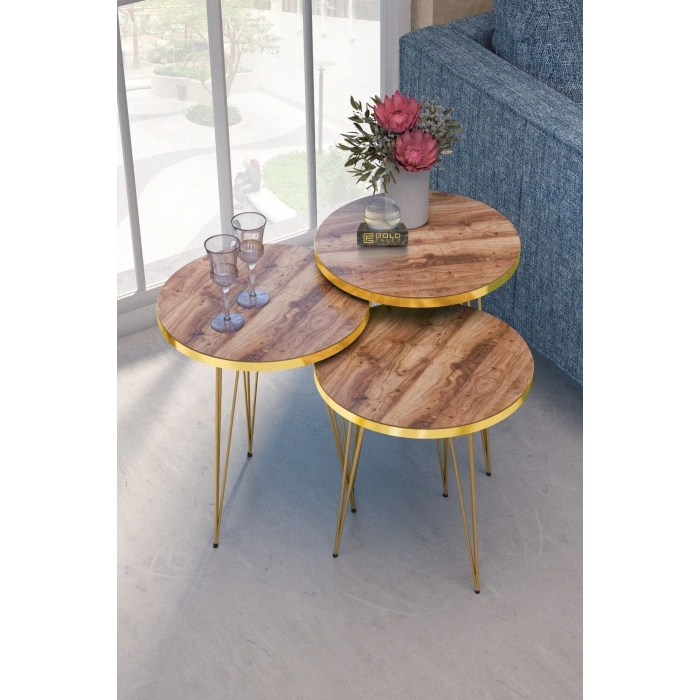 Zigon Sehpa Gold Ceviz Tel