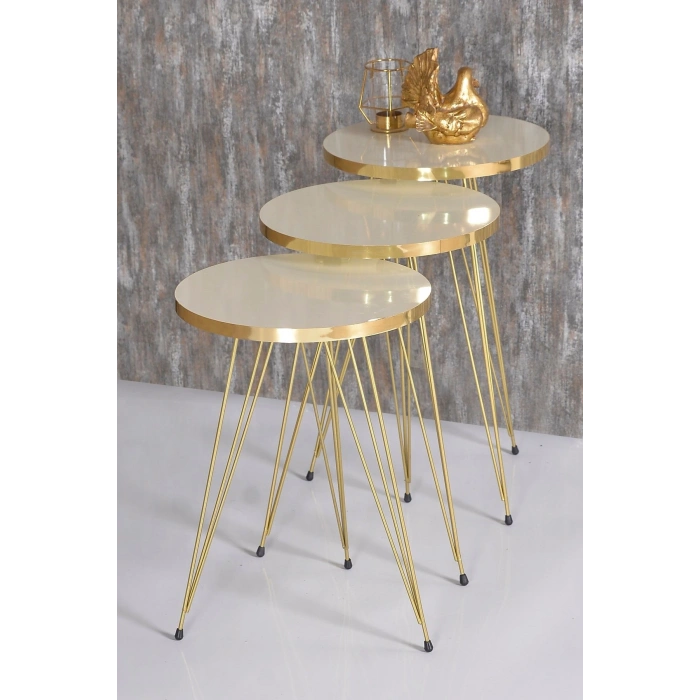 Zigon Sehpa Gold Krem Tel