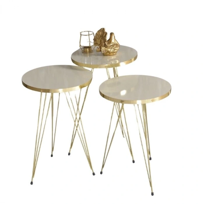 Zigon Sehpa Gold Krem Tel 1044