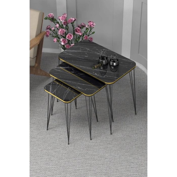 Zigon Sehpa Kr Çift Bendir Tel Siyah Ayak