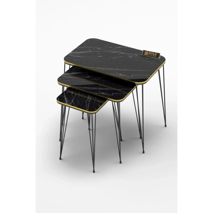 Zigon Sehpa Kr Çift Bendir Tel Siyah Ayak