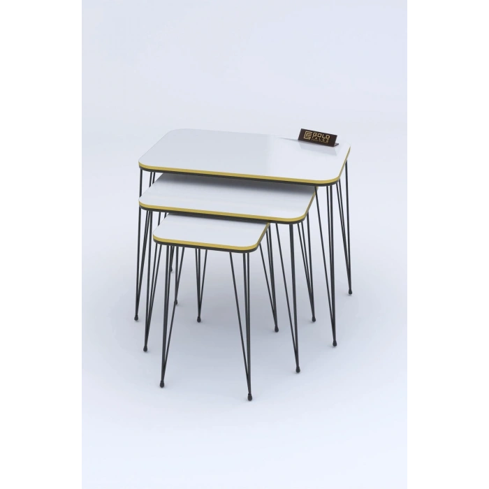 Zigon Sehpa Kr Çift Beyaz Tel Siyah Ayak