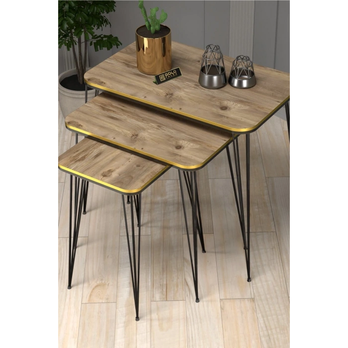 Zigon Sehpa Kr Çift Ceviz Tel Siyah Ayak