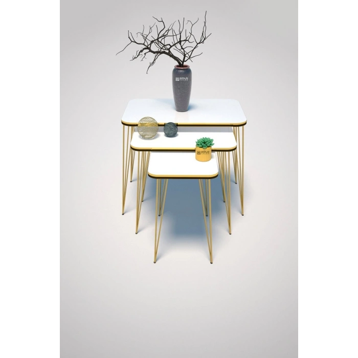 Zigon Sehpa Kr Çift Gold Beyaz Tel