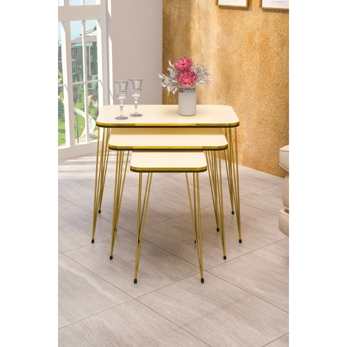 Zigon Sehpa Kr Çift Gold Krem Tel  1030