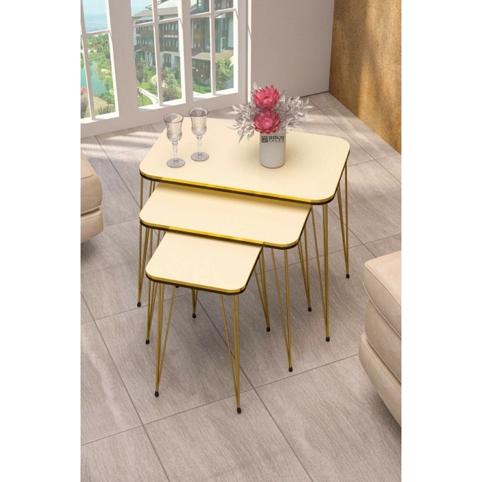 Zigon Sehpa Kr Çift Gold Krem Tel  1030