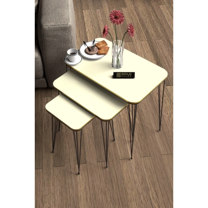 Zigon Sehpa Kr Çift Krem Tel Siyah Ayak