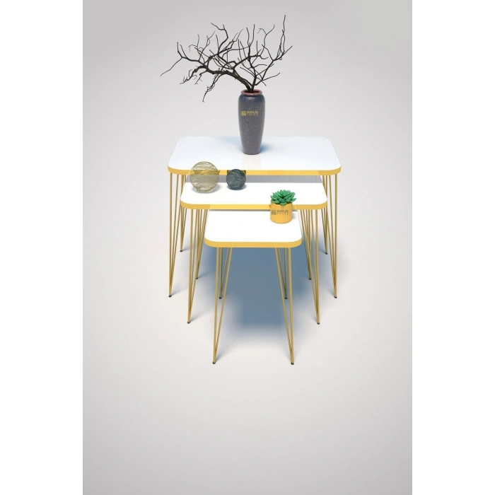 Zigon Sehpa Kr Gold Beyaz Tel