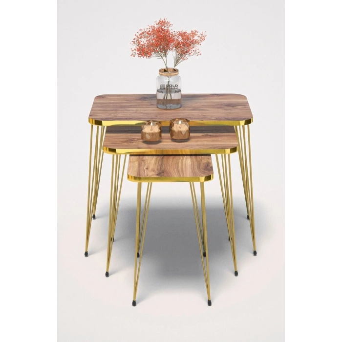 Zigon Sehpa Kr Gold Ceviz Tel