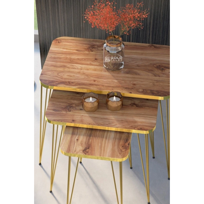 Zigon Sehpa Kr Gold Ceviz Tel