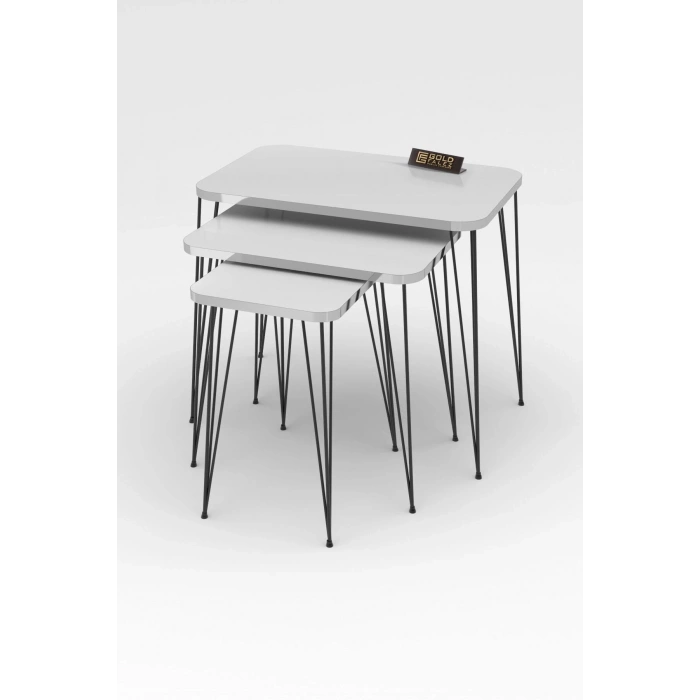 Zigon Sehpa Kr Gümüş Beyaz Tel Siyah Ayak