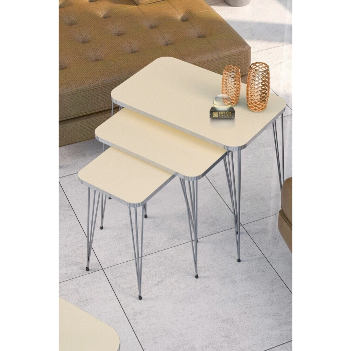 Zigon Sehpa Kr Gümüş Krem Tel