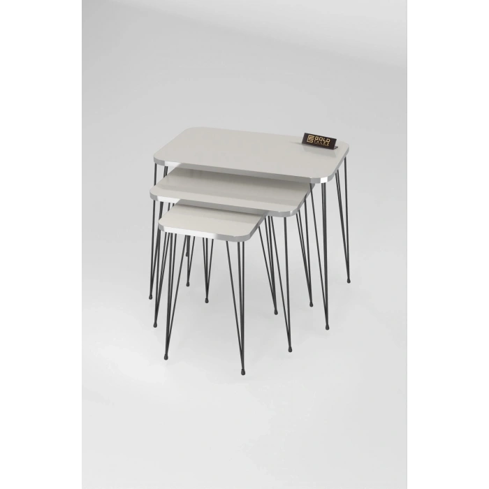 Zigon Sehpa Kr Gümüş Krem Tel Siyah Ayak