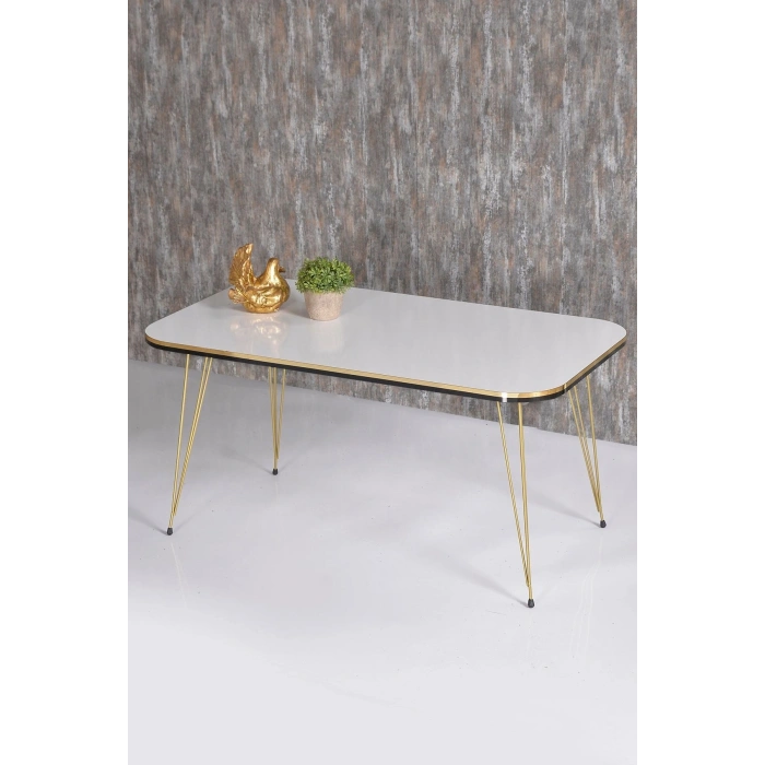 Zigon Sehpa Kr Ve Orta Sehpa Kr Set Çift Gold Beyaz Tel 1111