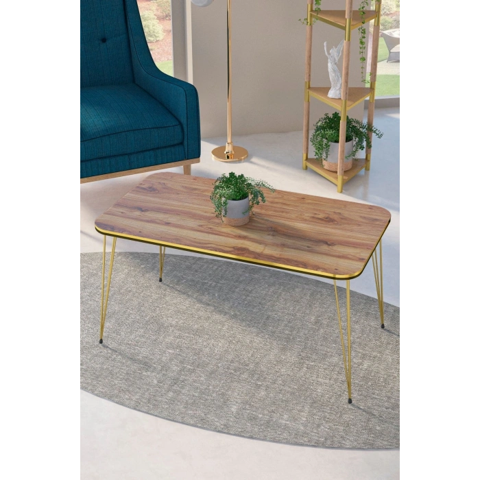 Zigon Sehpa Kr Ve Orta Sehpa Kr Set Çift Gold Ceviz Tel 1110