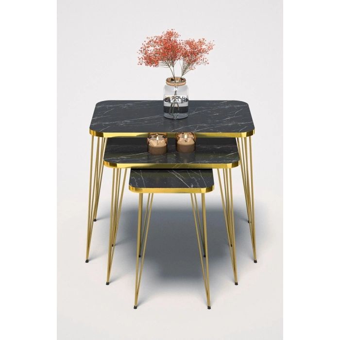 Zigon Sehpa Kr Ve Orta Sehpa Kr Set Gold Bendir Tel 1107