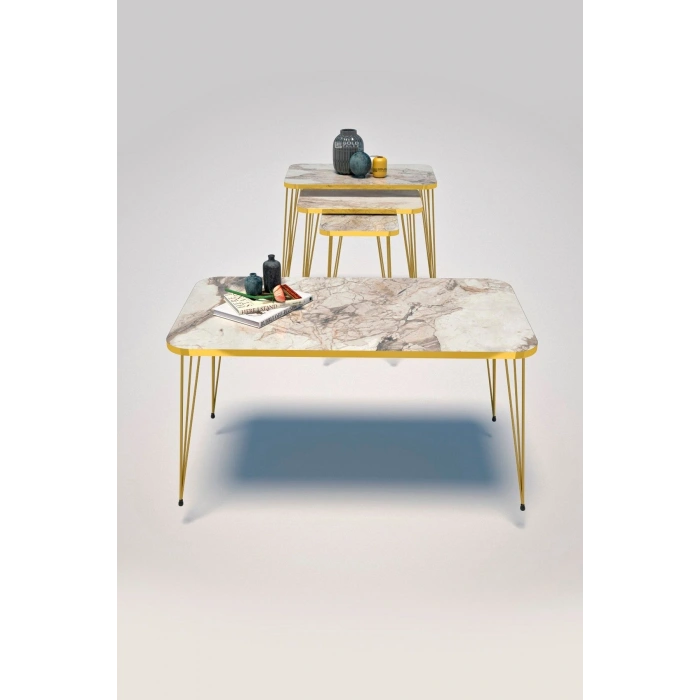 Zigon Sehpa Kr Ve Orta Sehpa Kr Set Gold Efes Tel 1106